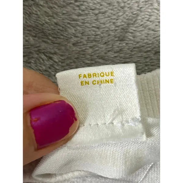 Maeve Anthropologie White Cotton Embellished Bow Neck Short Sleeve Top Small - Image 6