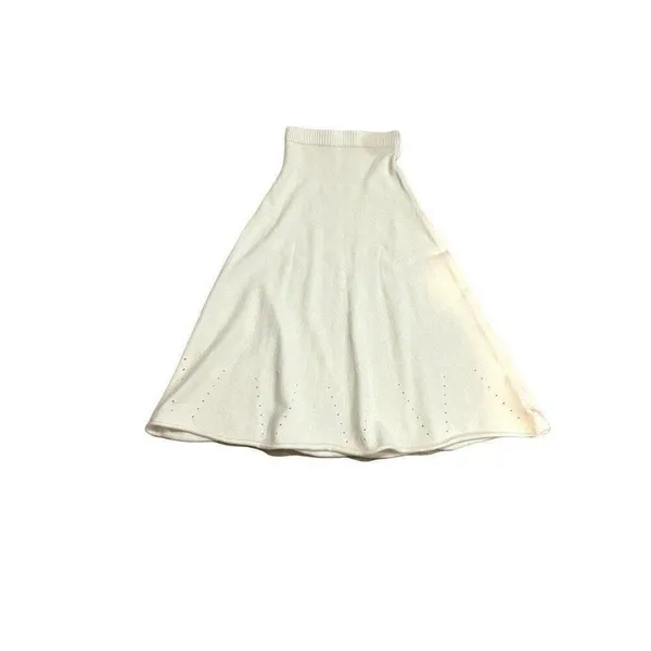 Commense NWT Women Small Cream Knit Midi Skirt Coquette Cottage Minimalist Fall - Image 2