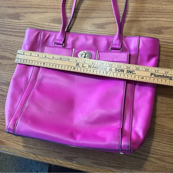 Kate Spade Hampton Road Leather Berry Pink Structured Tote 16"x14”x5” Large - Image 8
