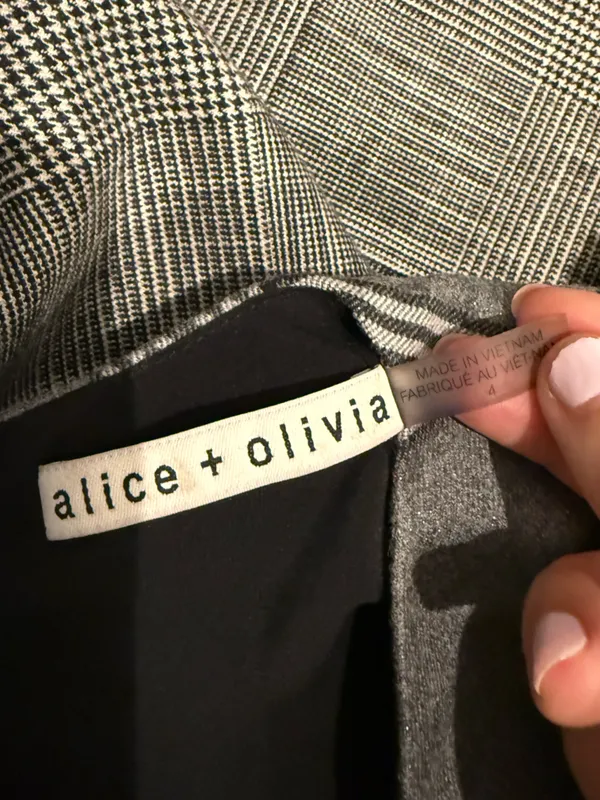 Alice + Olivia Gray Plaid Patchwork Mini Dress - Image 5