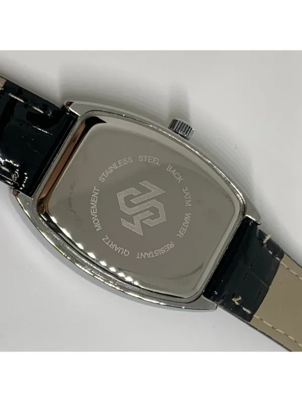 silver tone iced dial rhinestones women watch 27mm quartz black leather running - Image 6