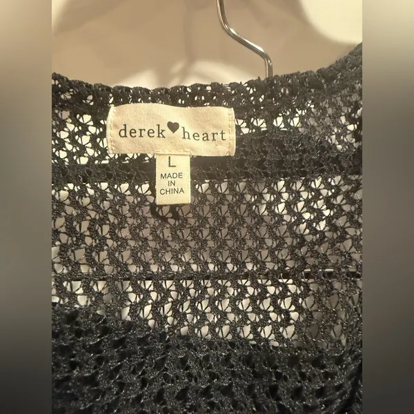 Derek Heart NWOT Black Crochet Tank Top and Shorts Set‎ Swim CoverUp Size L - Image 8