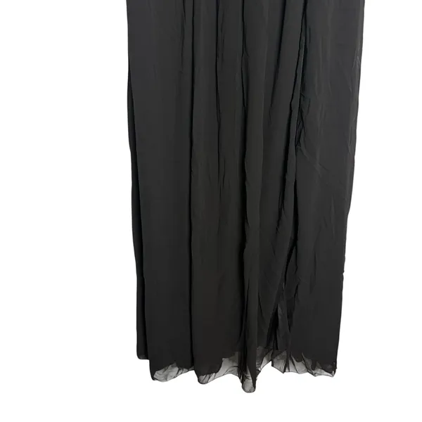 Unithorse Black Chiffon Flutter Sleeve Sequin Waist Slit Evening Formal Dress 12 - Image 6