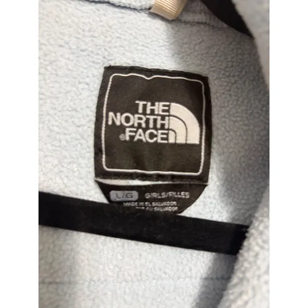 The North Face Denali Fleece Jacket Light Blue Grey Full Zip Girls Large L 14/16 - Image 3