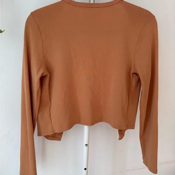 Women's Button Down Cardigan in Warm Tan Size M - Image 4