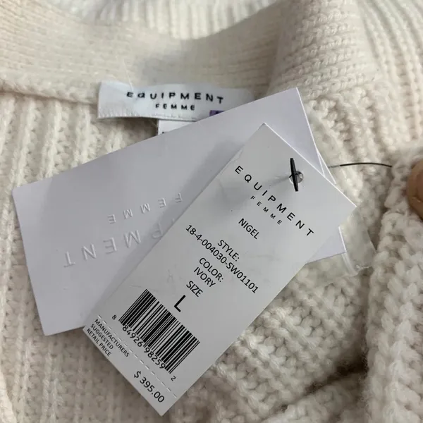 Equipment‎ Nigel Sweater in Ivory Button Cashmere - Image 9