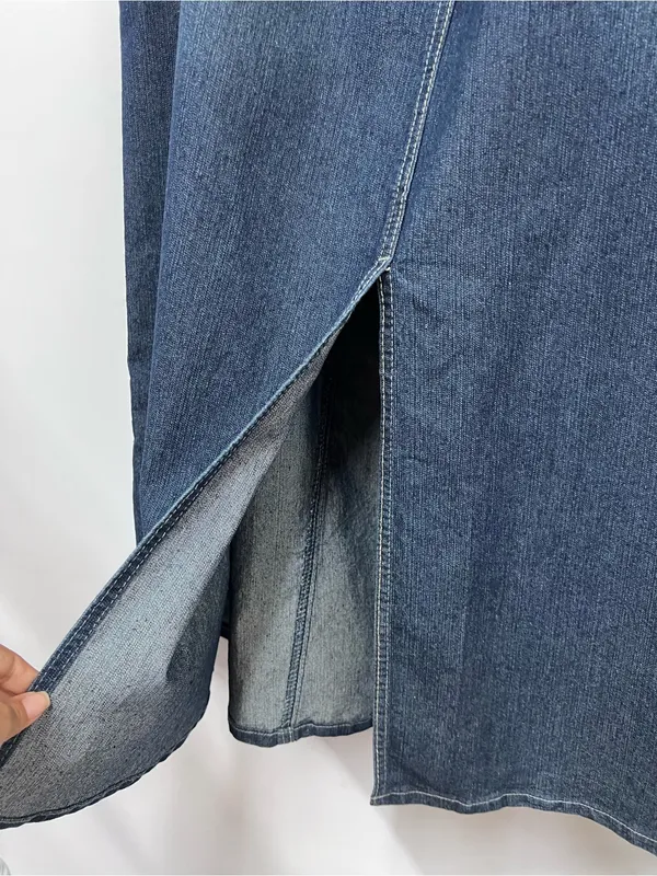 Vintage Cato Woman Blue Denim Jean western skirt studded rhinestone pockets 22w - Image 10