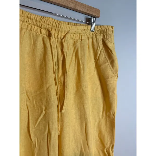 Gap yellow linen blend Easy Pant cropped pants - Image 3