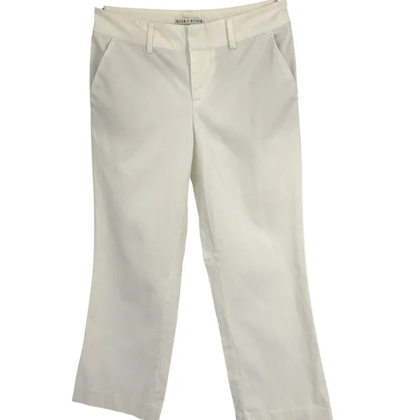 Alice + Olivia Stacy Slim‎ Trouser Pants Ivory Stretch Minimalist Office 6 - Image 2