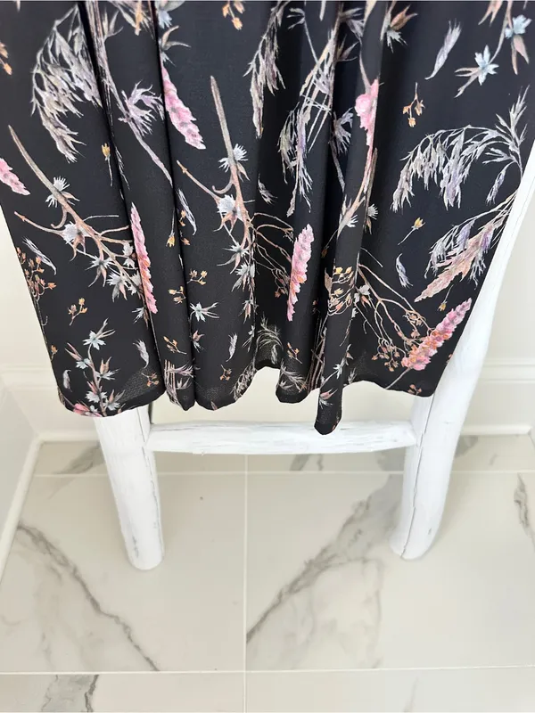 Erika Lang Nordstrom Women's Black Surplice Floral Dress Size Large - Image 8