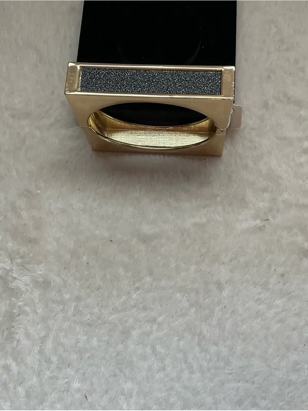 Gold and Black Rectangular Statement Bangle Bracelet - Image 5