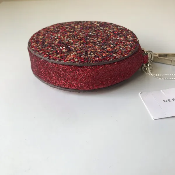 New York & Company Glitter Round Zipper Pouch Bag Charm Key Chain, NWT - Image 7