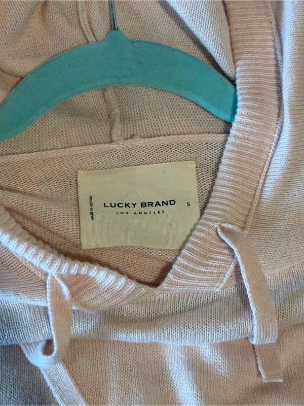 Lucky Brand Soft Blush Pink Knit Hoodie Pullover Size S - Image 3