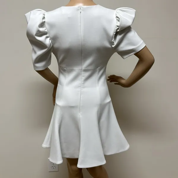 NWOT Likely white puffed short sleeve mini dressy dress fully lined size 6 - Image 6