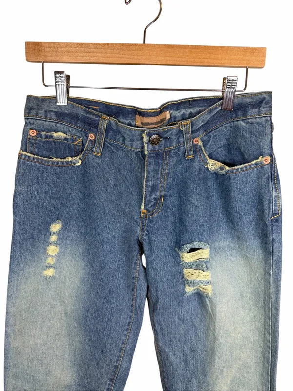 Abercrombie & Fitch Y2K Distressed Bootcut Madison Jeans Blue Denim Grunge Sz 6 - Image 6