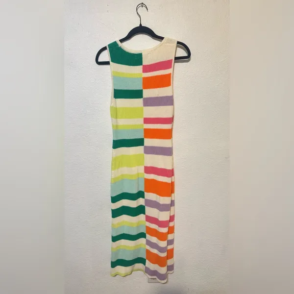 Anthropologie Flat White Colorful Striped Maxi Dress Size medium - Image 4