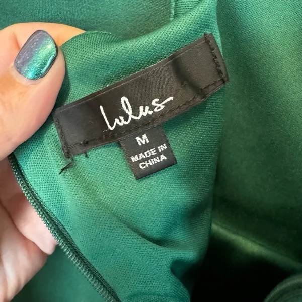 Lulus‎ Emerald Green Ruffle Hem Spaghetti Strap Mini Dress Size M - Image 3