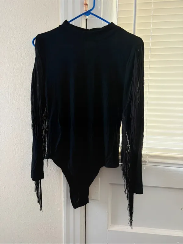 Blue B Collection Fringe Sleeve Bodysuit – Size Large western boutique - Image 3