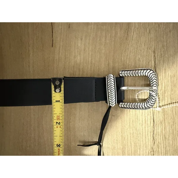 BEBE Black Faux Leather Western-Style Belt Y2K Butterfly Concho Sz Large - Image 8