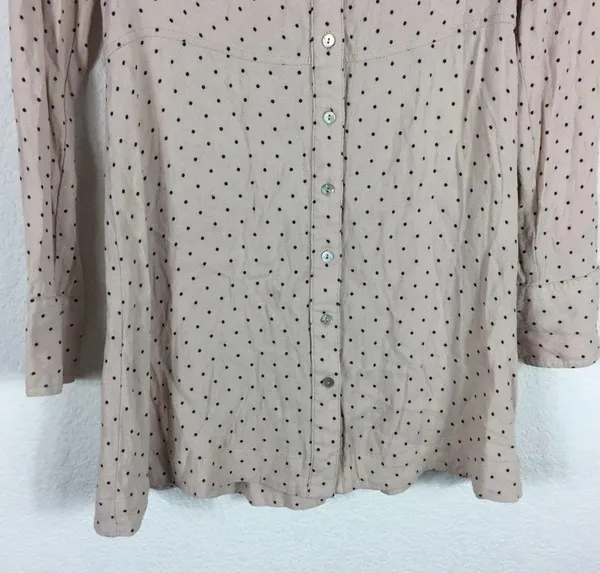 Free People Tunic Dress This Town Buttondown Dress Pink Polka Dot Small - Image 8