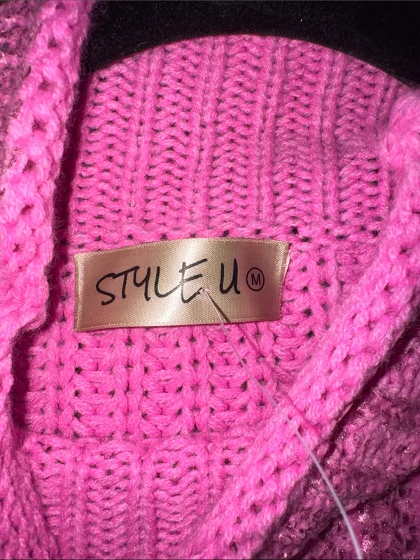 Women's Chunky Cowl Neck Sweater Vest in Bright Pink - Image 3