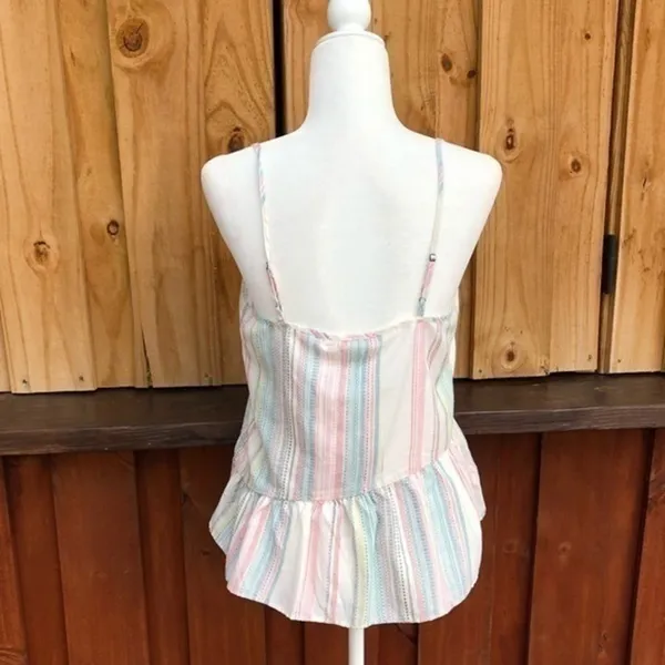True Craft Boho Striped Peplum Tank Top Coastal Coquette Boho Cottagecore Size M - Image 3