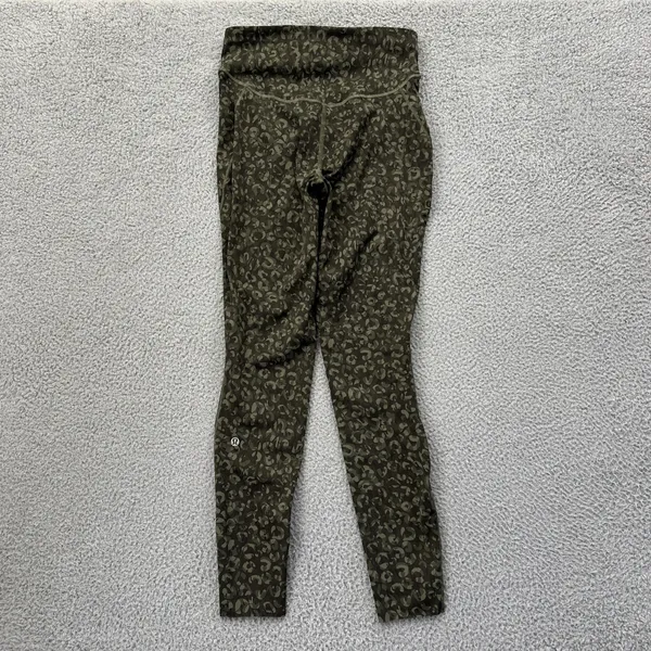 Lululemon Base Pace High Rise Leggings Olive Green Camo Athletic Women's 8 - Image 3
