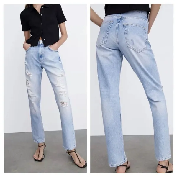 Zara The Truth Slim‎ ripped distressed mid-rise jeans sz 8 - Image 2