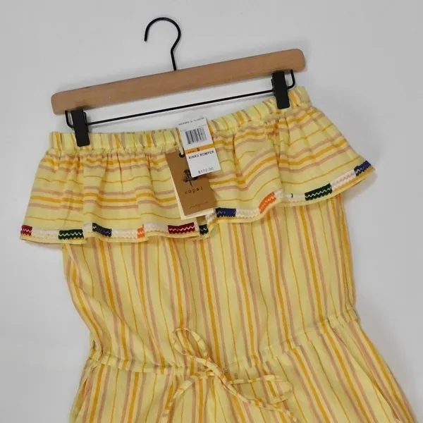 NWT!! KOPAL Rinku Romper Embroidered Ruffle Off‎ Shoulder Vacation Boho Small - Image 4