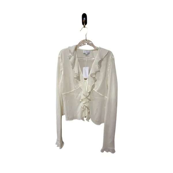 Lucy Paris Ruffle NIAMH‎ Blouse Sheer Romantic V-Neck Size Medium New with Tags - Image 3