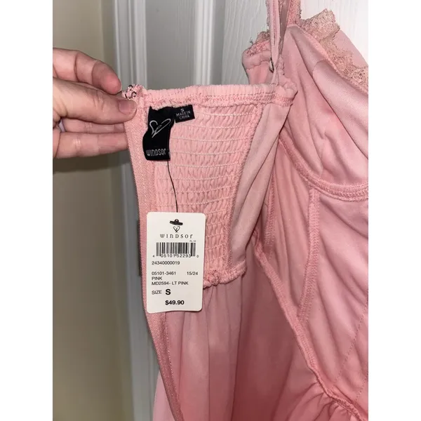 NWT Windsor Pink Such A Flirt Sweetheart Lace Trim Skater Dress Corset Small - Image 4