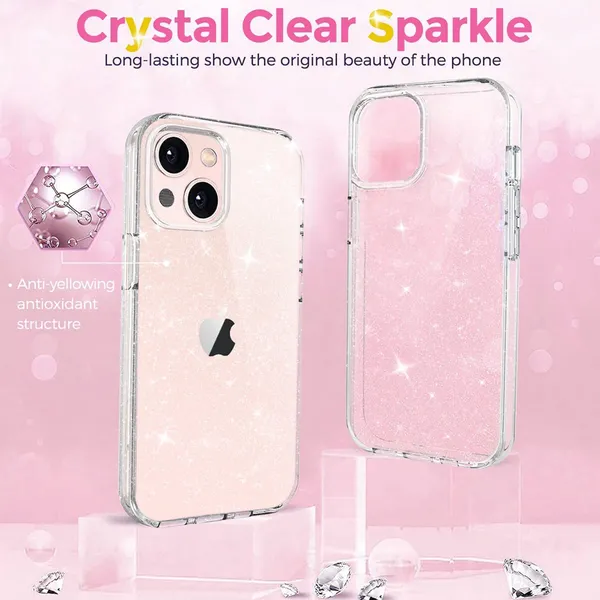 Clear Glitter Sparkle Slim Shockproof Protective Cover Case iPhone 13 Pro 6.1” - Image 4