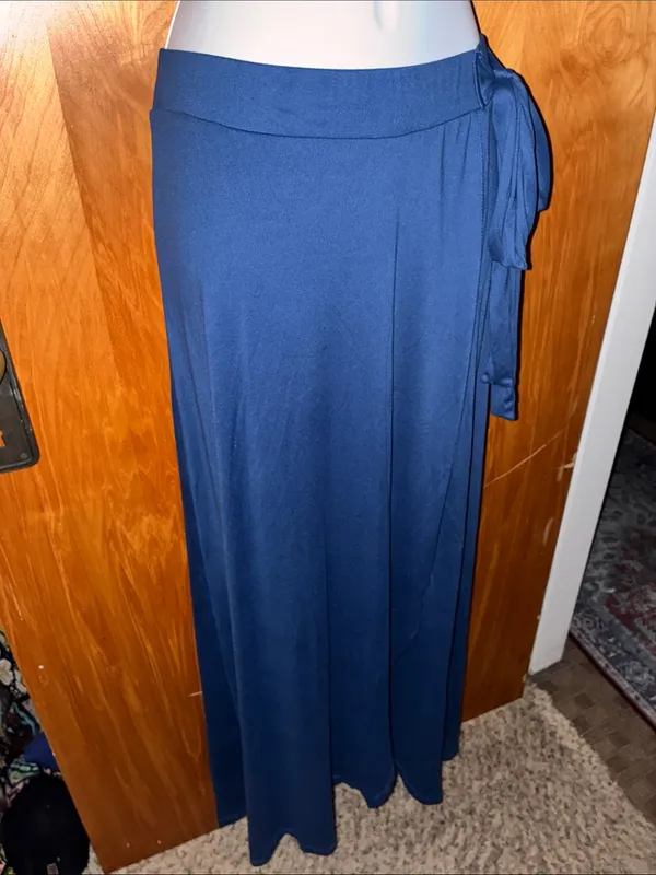 Doublju Bright Blue Wrap-Style Maxi Skirt with Side Tie - Size XL - Image 5