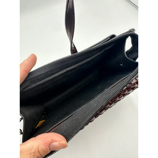 Western Woven Heart Concho Crossbody Wallet Bag Brown Black Ornate Corners - Image 6