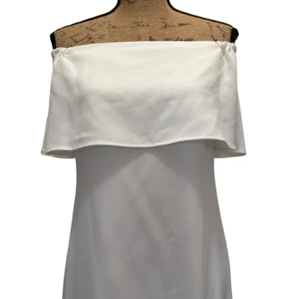 Charles Henry‎ White Off Shoulder Mini Shift Dress Summer Bridal Size XS - Image 3
