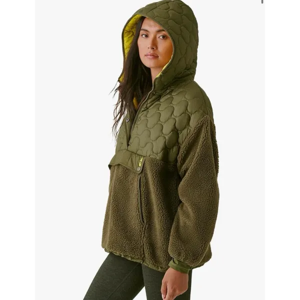 Bass‎ Outdoor Women’s Mixed Media Ripstop Sherpa Hooded Jacket Olive XL $109 - Image 2