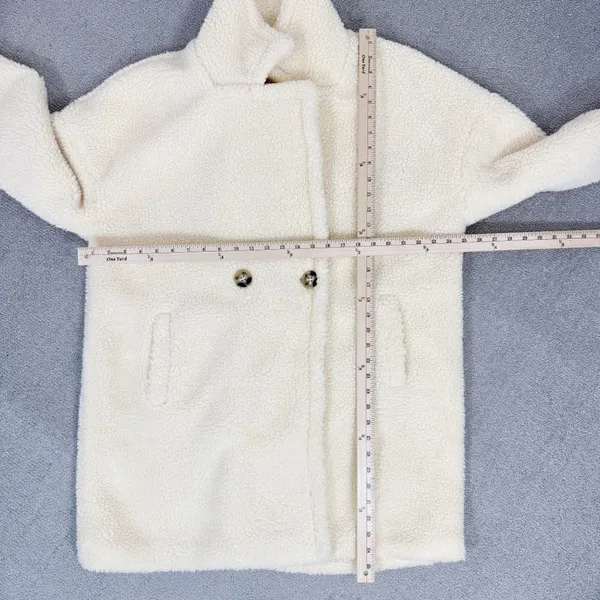 Pretty Little Thing Faux Sherpa Double Breasted Teddy Coat Cream 10 Borg‎ Lapel - Image 15