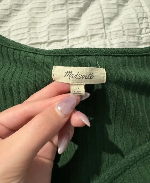 Madewell Green Ribbed Sweetheart Top - Image 3