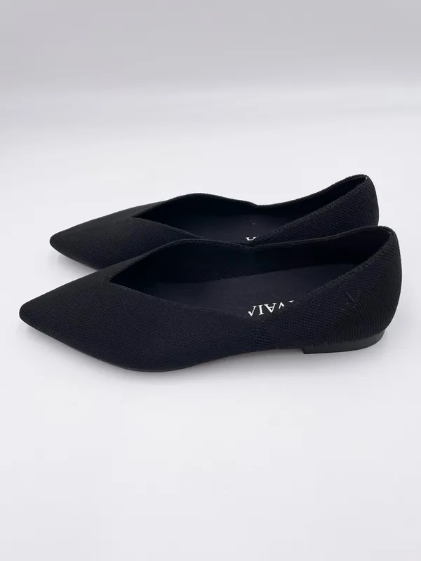 Vivaia Vienna Pointed-Toe V-Cut Ballet Flats Black Knit Women's Size 38.5 US 7.5 - Image 6