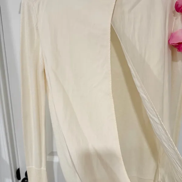 Lululemon Cream Minimalist Cashmere Blend Open Back Longline Medium Sweater - Image 7