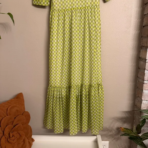 BAUM UND PFERDGARTEN Jocelyn Checkered Maxi‎ Dress Green Size XS - Image 8