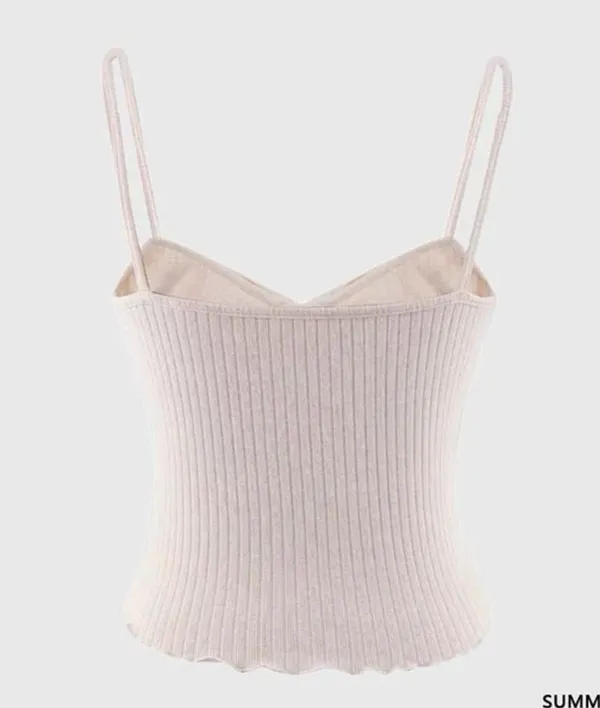 Japanese Kawaii Style Pastel Pink White Ruffle Stretchy Bow Ribbon Tank Top - Image 5