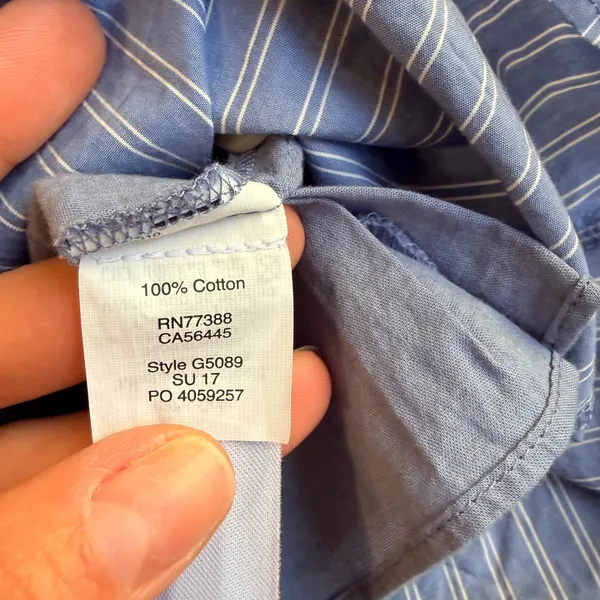 Madewell Blue White Pinstripe Button Front Tiered Cotton Mini Skirt Size‎ Small - Image 5