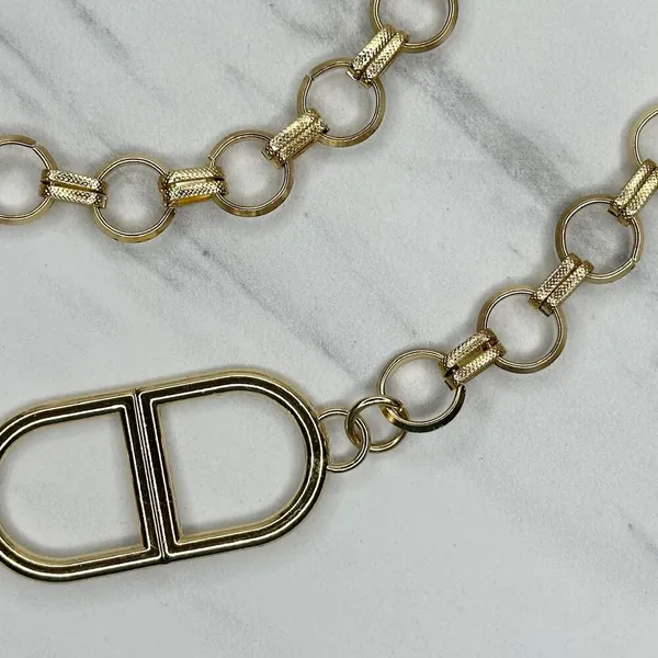 Gold Tone Open Hoop Metal Chain Link Belt Decorative O Ring One Size ✨ - Image 5
