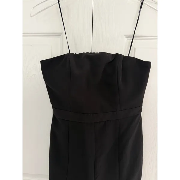 NBD Leena Strapless Black Crepe Jumpsuit Split Hem Straight Leg Cocktail Evening - Image 5