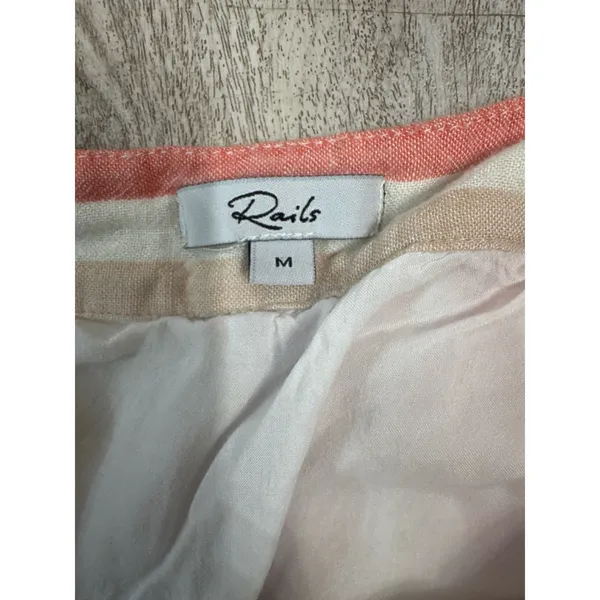 Rails Amaya‎ Juliette Stripe Tiered Linen Blend Midi Dress Pink Purple Medium - Image 3