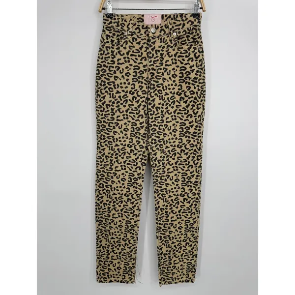 Revice Uptown On The Spot Leopard Animal Print‎ Jeans 25 Tan Punk Indie Sleaze - Image 4