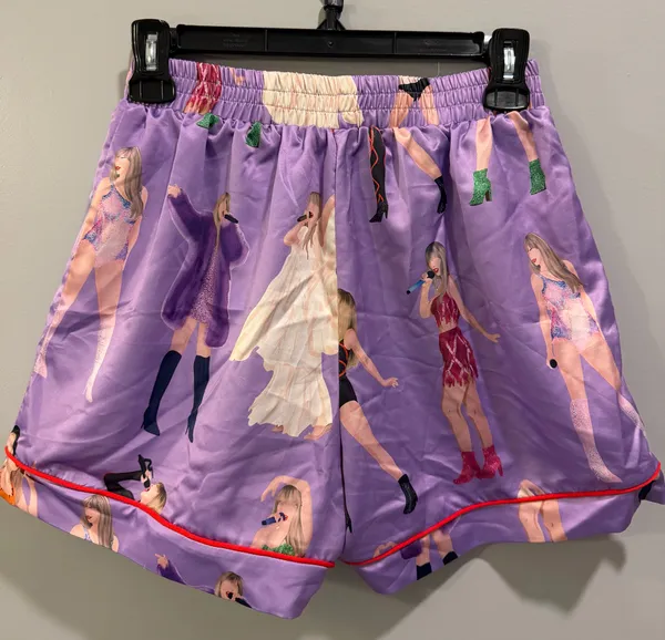 SheShow Swift Swiftie Eras Tour Outfits Button-Down Pajama Top and Shorts Set Purple - Image 7