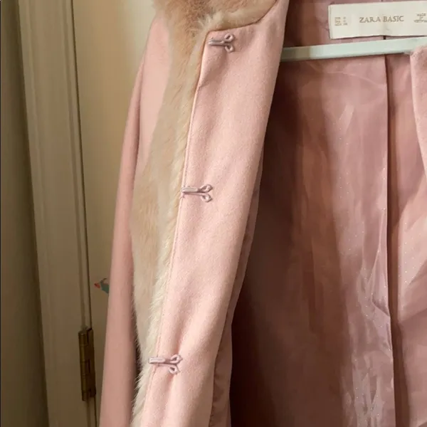 Zara pink wool peacoat faux fur blogger fave Small - Image 11