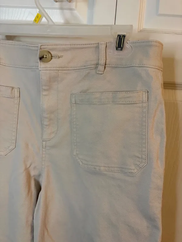 Loft Wide Leg Ecru Denim Pants 8 - Image 3